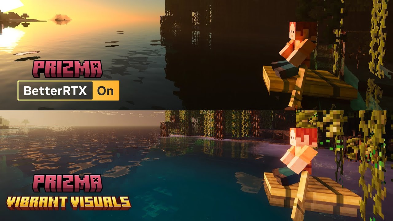 Vibrant Visuals versus BetterRTX (with Prizma) Minecraft Beta & Preview - 1.21.80.28