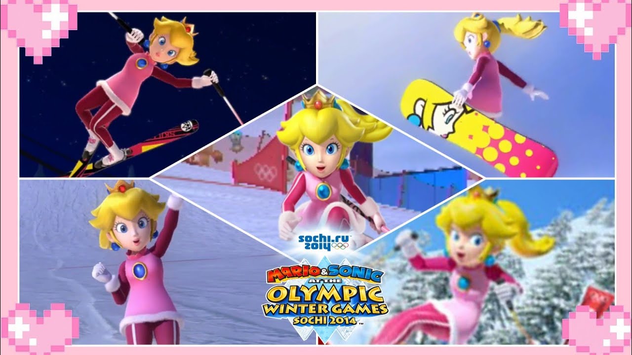 🌸 Mario & Sonic at the Sochi 2014 Olympic Winter Games - All Olympic Events (Peach Gameplay) 🌸