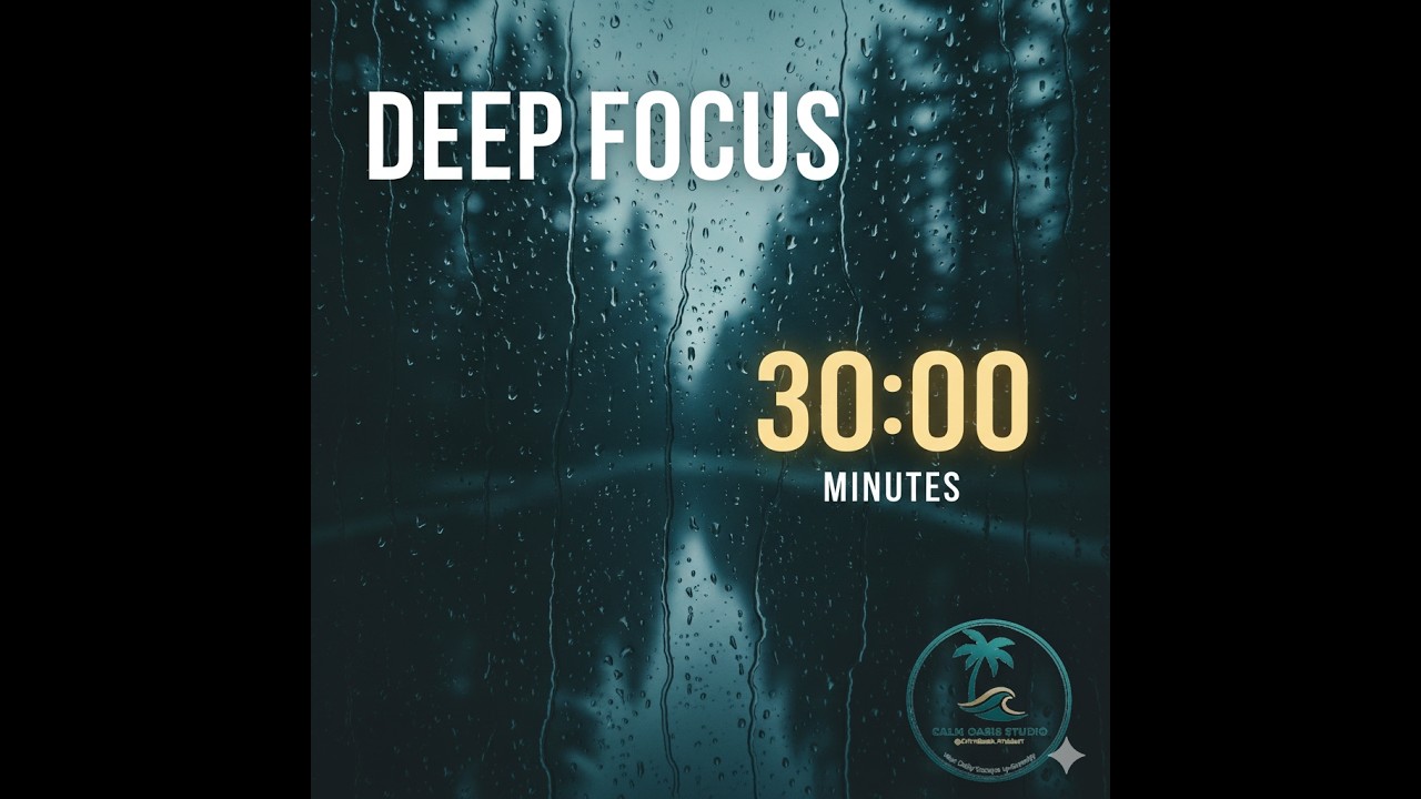 30 Minute Pomodoro Timer - Rain on Window Ambient Focus - No Music| Calm Oasis Studio