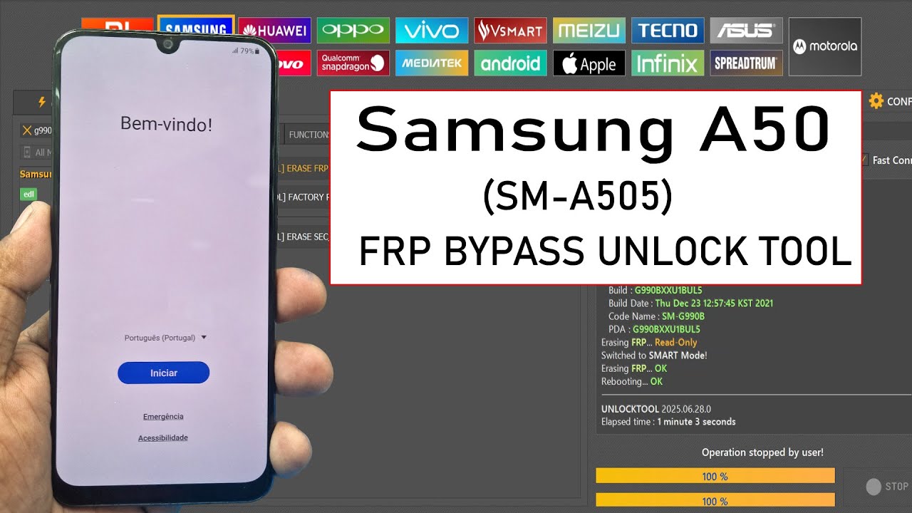Samsung Galaxy A50 (SM-A505) FRP Bypass Unlock Tool✅