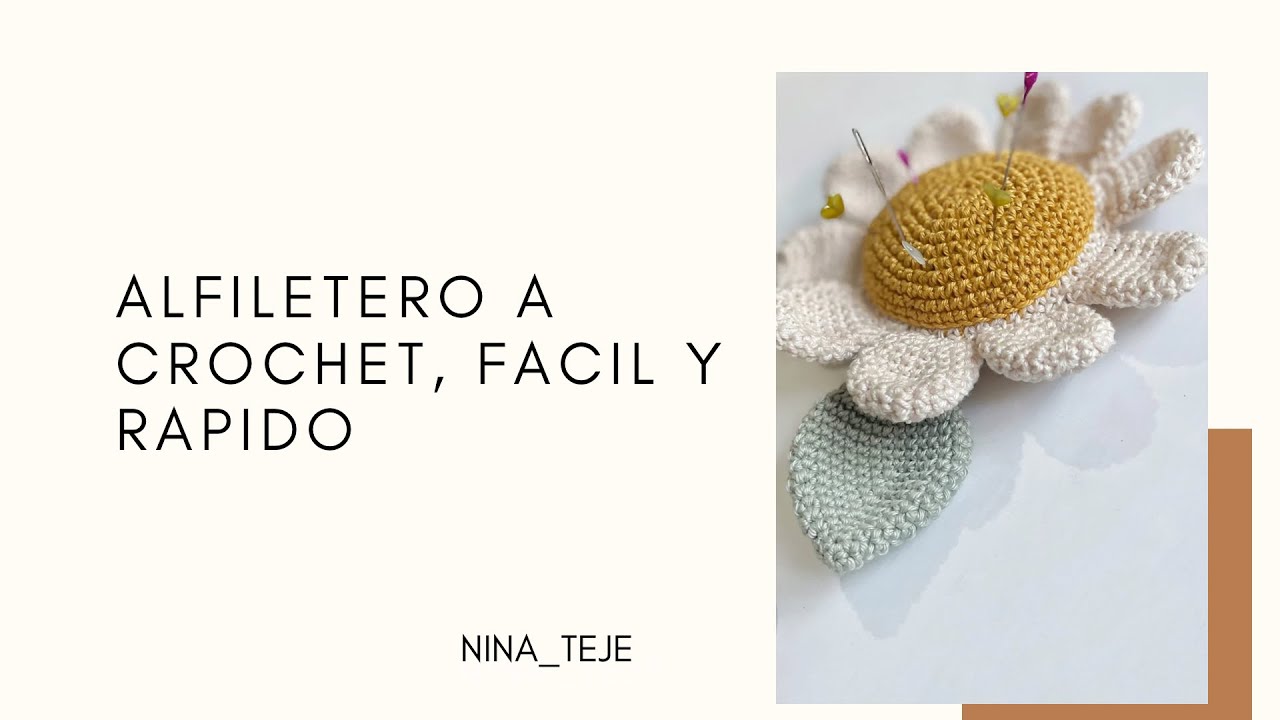 Alfiletero a crochet de Margarita, Facil y Rapido  :  Aprende a Tejerlo Paso a Paso 🌼