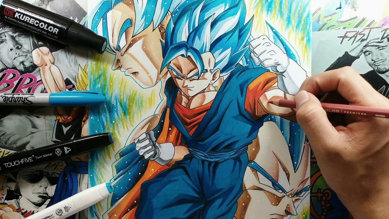 Dibujo de Goku, Vegetto y Vegeta-Drawing Goku, Vegetto and Vegeta-Saga Black | By Steven Builes