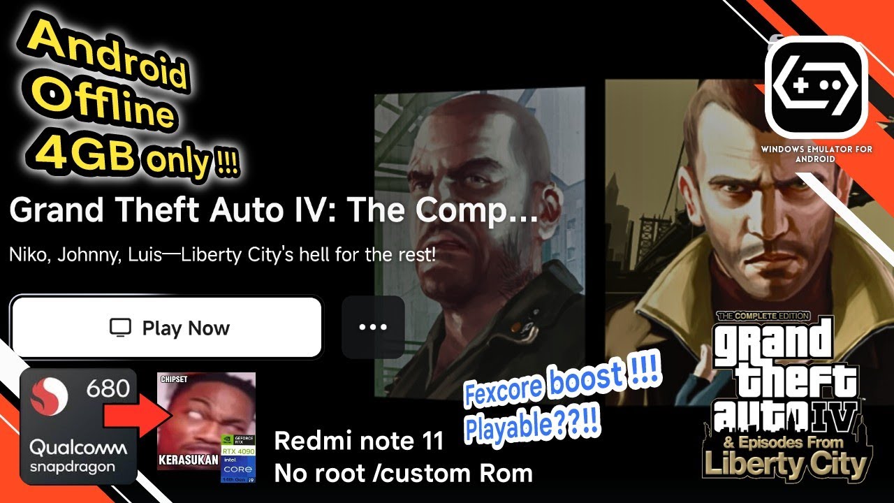 GTA IV: Полное издание 4 ГБ Android Офлайн Gamehub 5.3.5 | Протестировано на Snapdragon 680