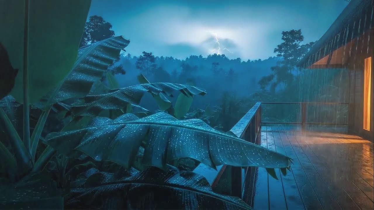 Sleep Now with Soft Rain and Low Thunder Murmur at Cozy Cabin 🌧️