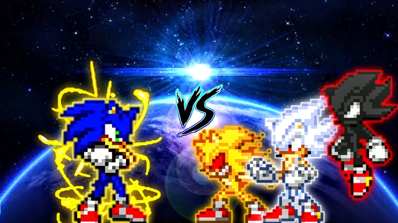 Sonic Chaos OP VS Hyper Sonic V2, Dark Sonic V2 & Fleetway Sonic in Jump Force Mugen🔥
