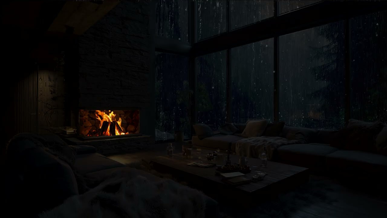 Fireplace Glow + Rain & Thunder Sounds for Sleep & Calm 🔥