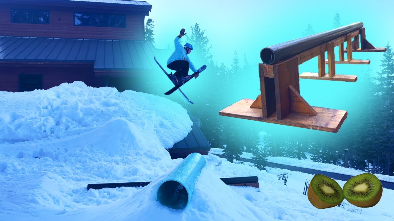 Building a SKI RAIL, learning tricks, then making a whole BACKYARD PARK