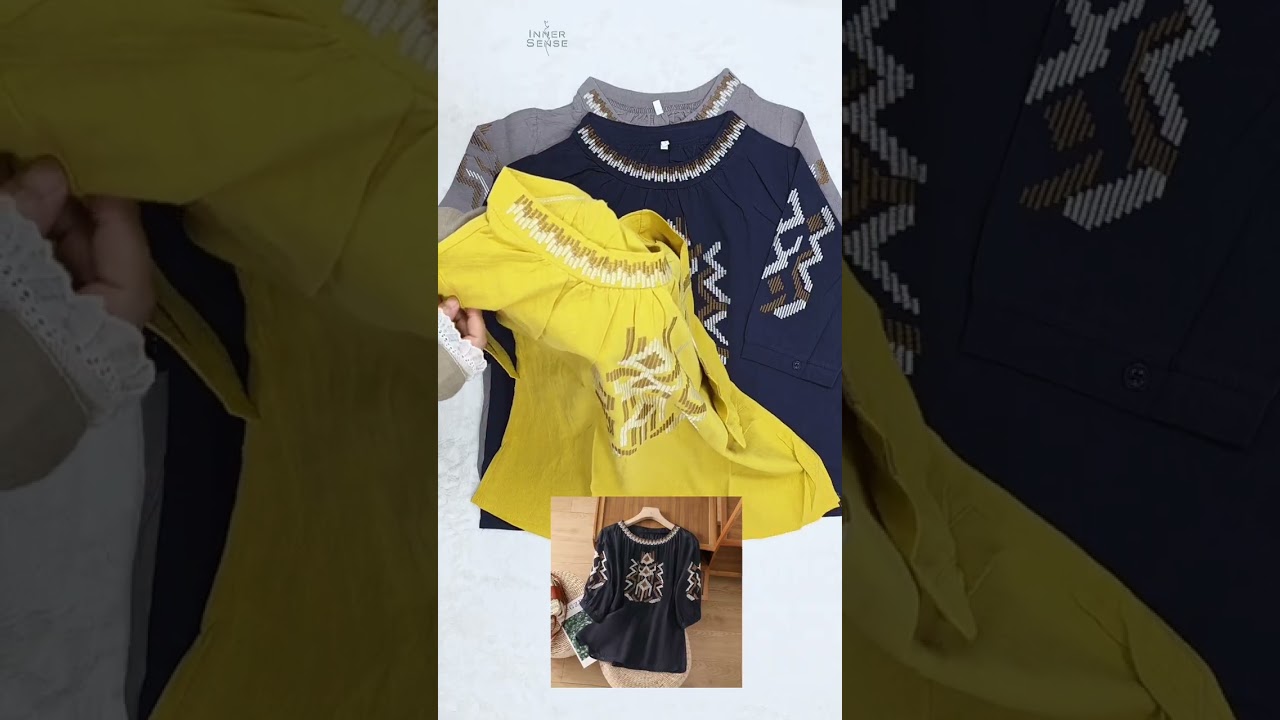 Heavy Embroidery Cotton Top (Women – Summer Edition) Three-Quarter Sleeve || CDR2603101003