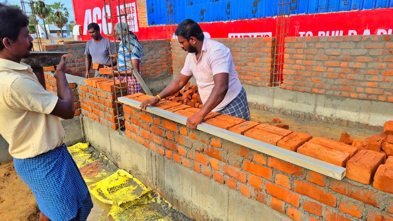 Методы кирпичной кладки подвала _1BHk Строительство кирпичной кладки на уровне подвала дома с точ...