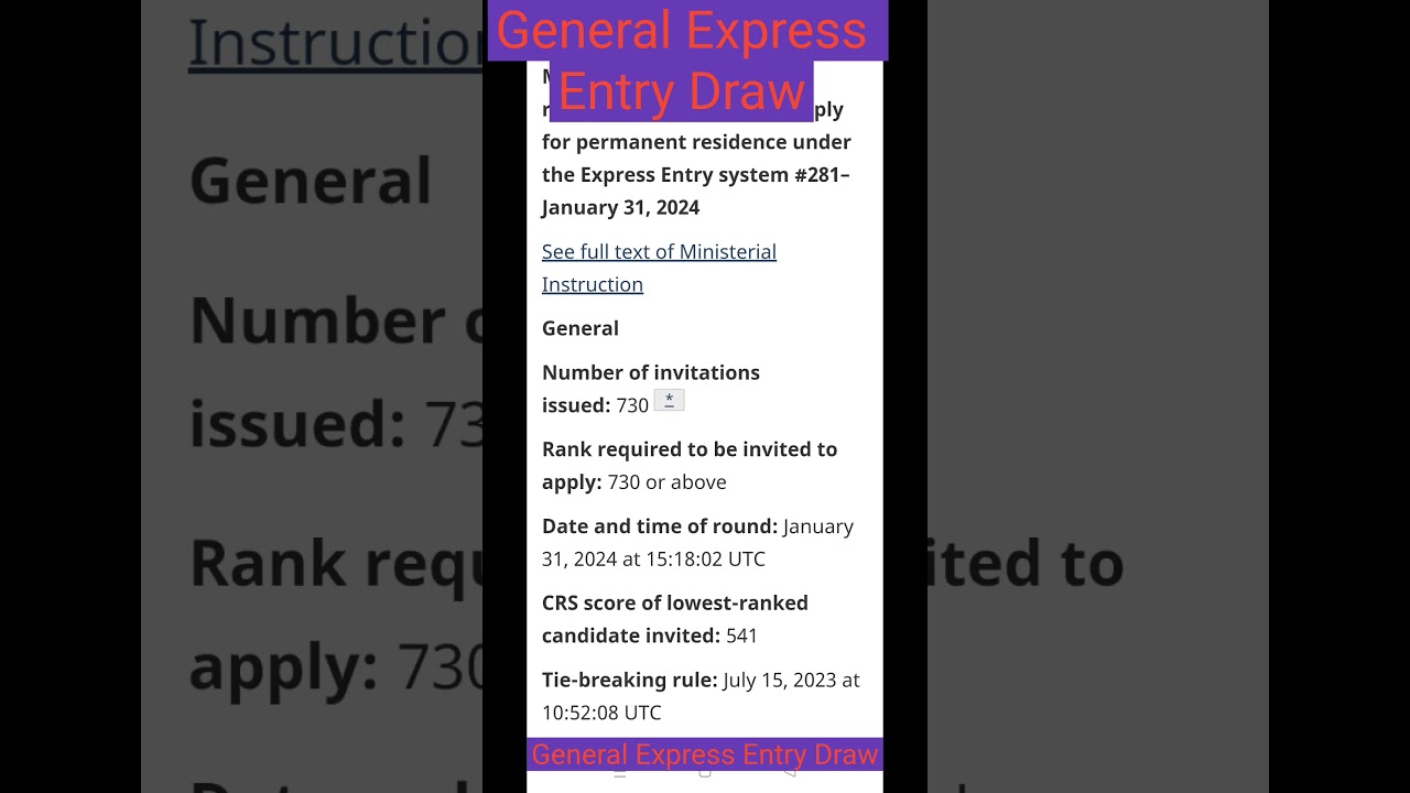 General Express Entry Draw 281 canada🇨🇦#shorts#expressentrydraw#generel#canadapr🇨🇦🇨🇦☝️☝️