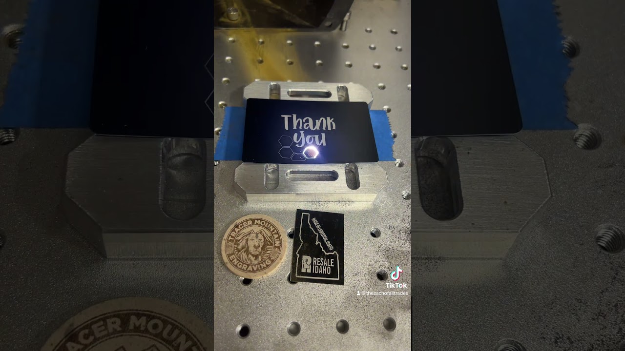 Fiber Laser cutting Aluminum Thank You cards!