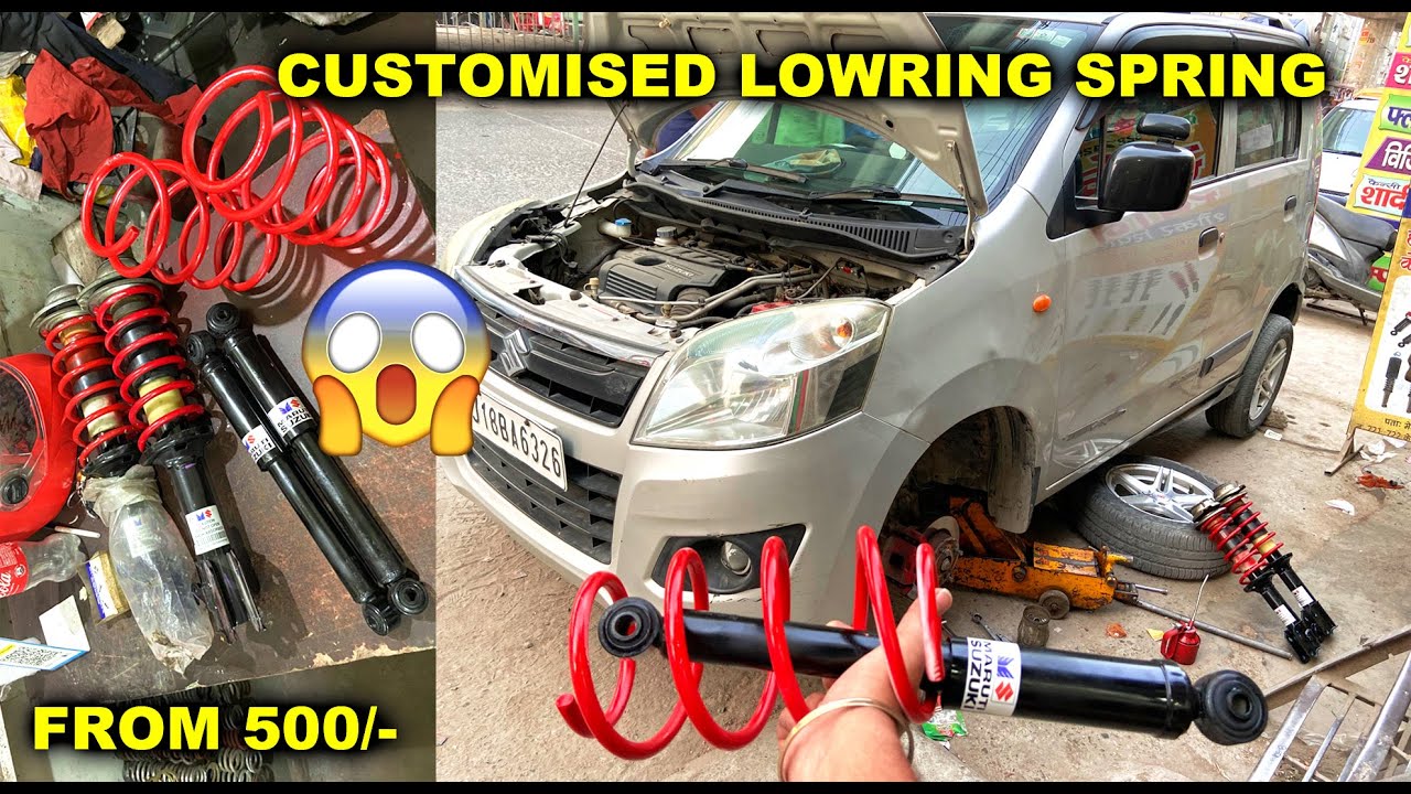 WAGONR करवा दी LOWERD मैंने ! Customised LOWERD SPRING AT  CHEAP PRICE  || CUSTOM   SHOCKER FOR  CAR
