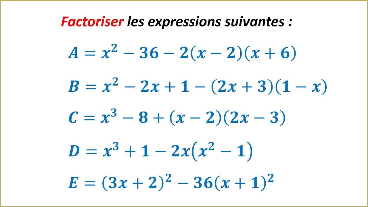Exercice 6 dans la FACTORISATION ► ENSEMBLES DE NOMBRES ► TRONC COMMUN SCIENTIFIQUE ET TECHNOLOGIQUE