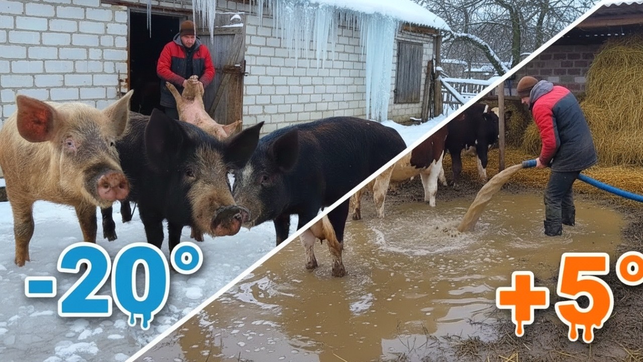 Icy Morning on the Farm: Slippery Tractor, Hungry Piglets & Barn Flood Emergency