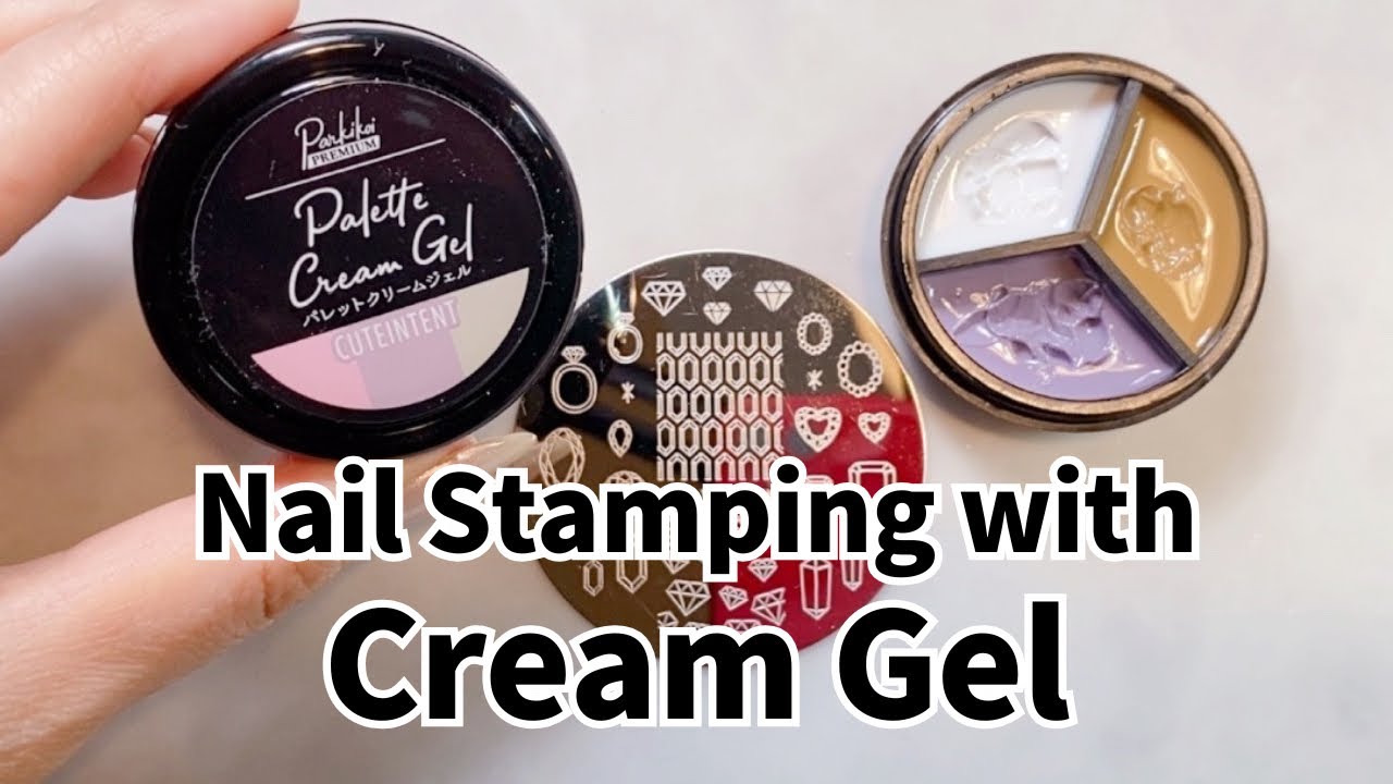 nail stamping with cream gel