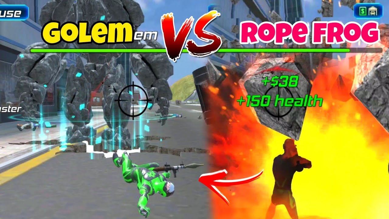 Golem vs Rope frog ninja | rope frog ninja hero #minecraft #gta5 #games
