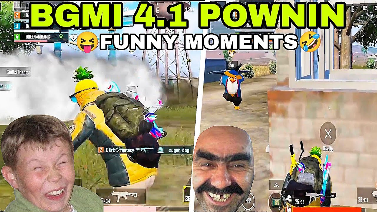 BGMI NEW 4.1 UPDATE 🤣 POWNIN HIRE FUNNY MOMENTS GAMEPLAY 😁 || bgmi 4.1 update funny video 🤣