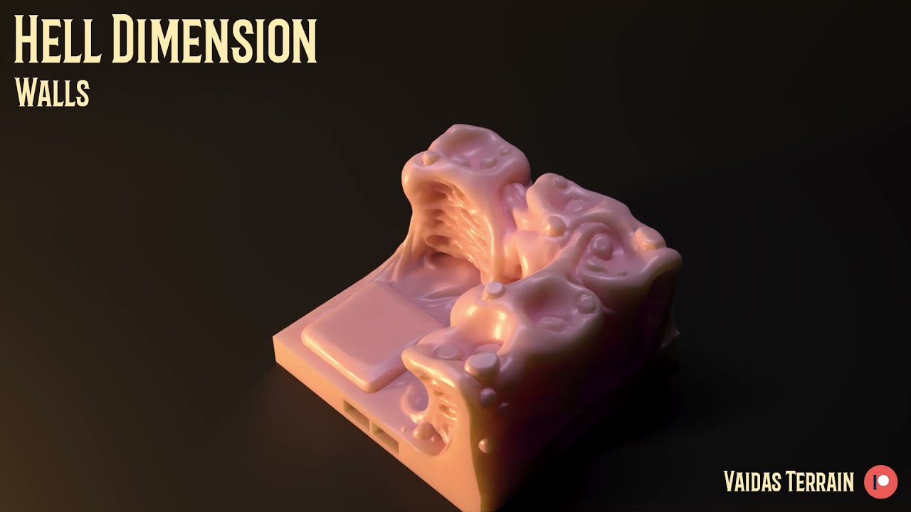 Printable 3d terrain - Hell Dimension: Walls - Model 10