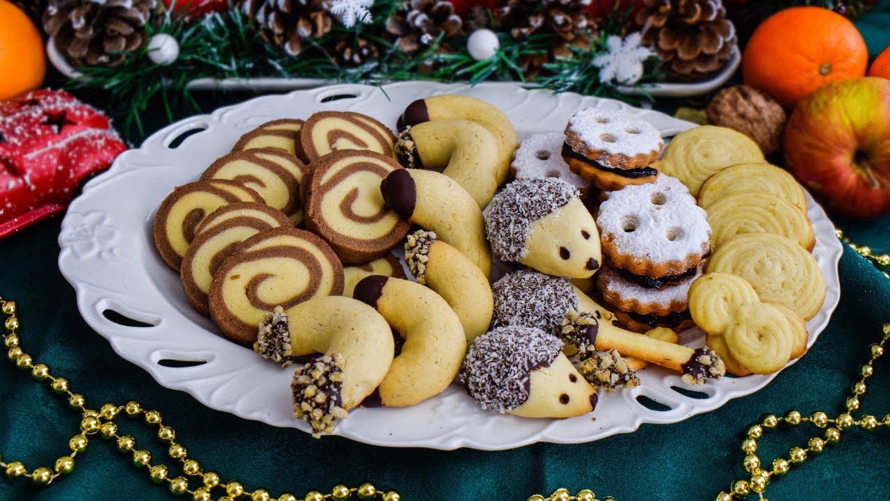 Рождество 🎄 Новогоднее печенье - 5 видов хрустящих коржей из одной смеси - может долго стоять