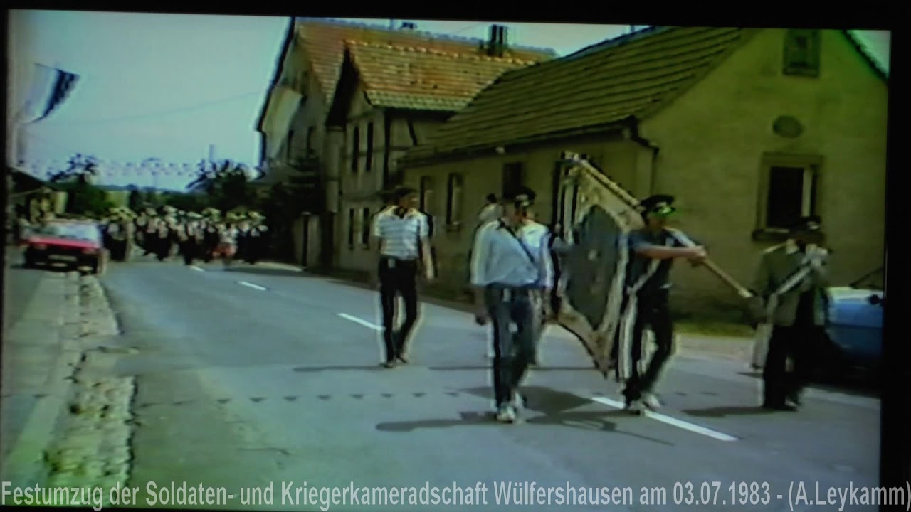 Festumzug der Soldaten- und Kriegerkameradschaft Wülfershausen am 03.07.1983.