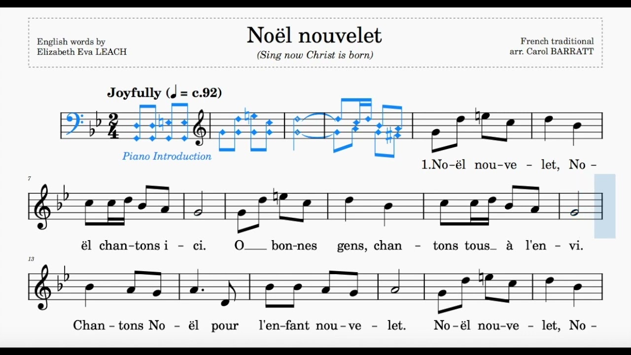 Noël Nouvelet (arr. Barratt) | ABRSM Grade 1 | List B | Verses 1 & 2 | 92 bpm | Sing-Along