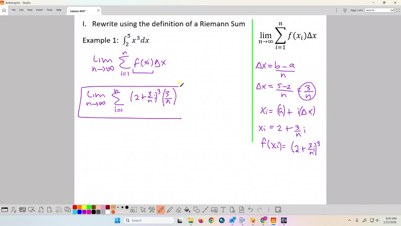 Lesson 43 - Rewriting a Riemann Sum into a Definite Integral and vice versa