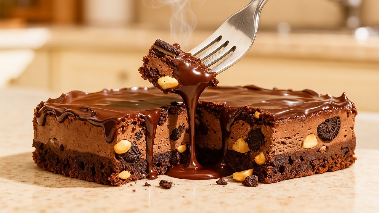 🍫 5-Minute No-Bake Brownie — Just Cocoa + Condensed Milk! So Creamy & Delicious!