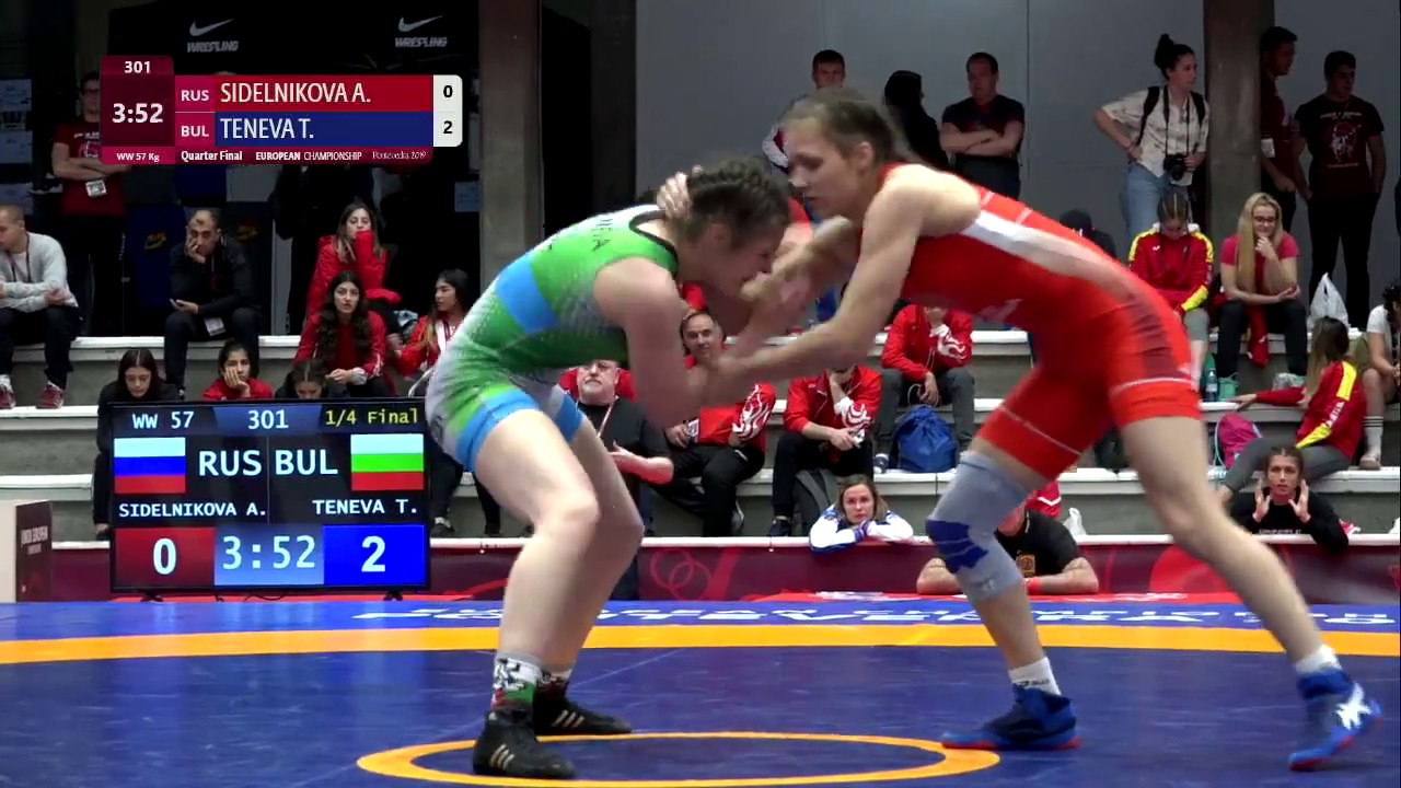 1/4 WW - 57 kg: A. SIDELNIKOVA (RUS) v. T. TENEVA (BUL)