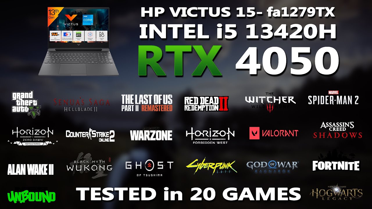 HP VICTUS 15 — игровой тест Intel i5 13420H + RTX 4050 | Протестировано в 20 играх | RTX 4050 |