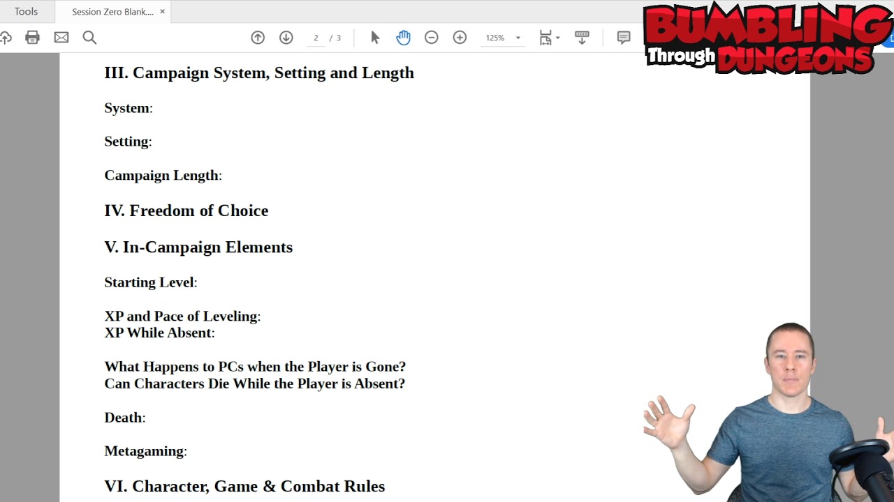Session Zero | Bumbling Through Dungeons