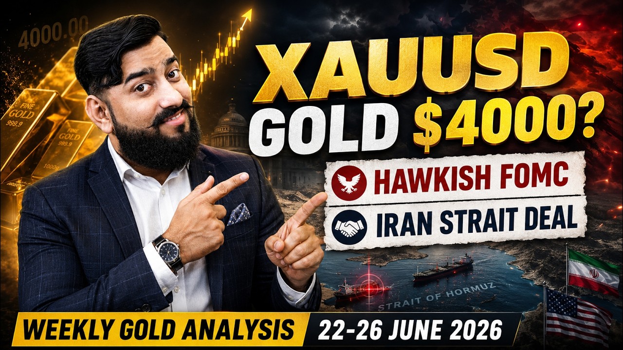 XAUUSD Gold $4000? | Hawkish FOMC +Iran  Strait Deal | Weekly Gold Analysis 22-26 June 2026