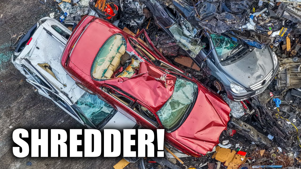 SHREDDING CARS! A different angle on the Pre-Shredder to show what comes out of the other end #metal