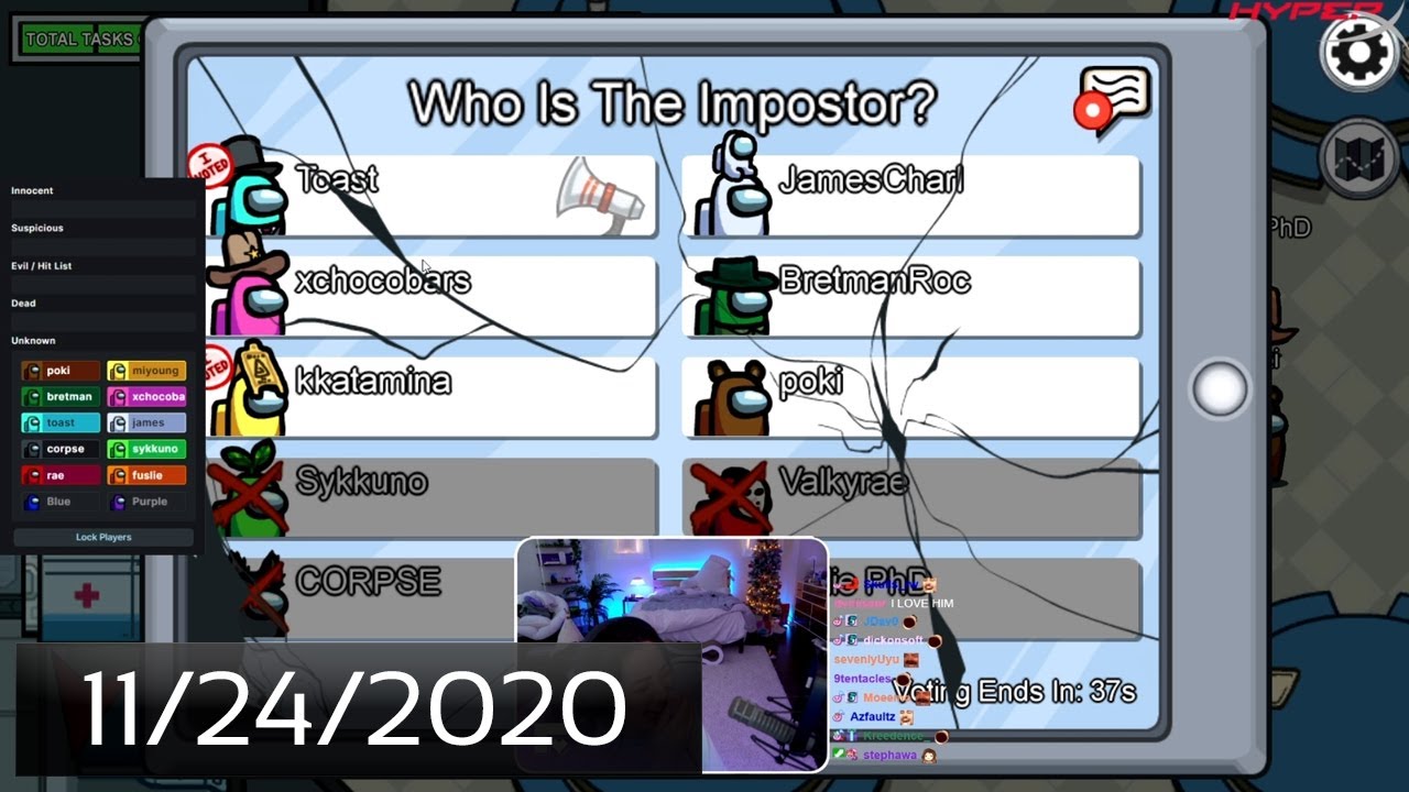 [11/24/2020] Among Us with James Charles, Bretman Rock, DisguisedToast,  Sykkuno, and more friends