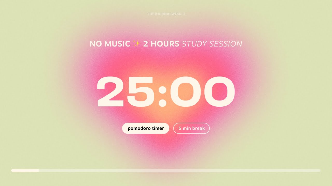 2-hour Pomodoro Timer for Studying | 💖 Study Session with breaks | Aesthetic Focus Countdown ⏱️