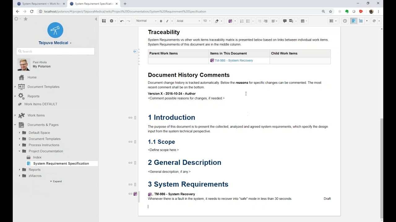Polarion Instruction - How to change work item type