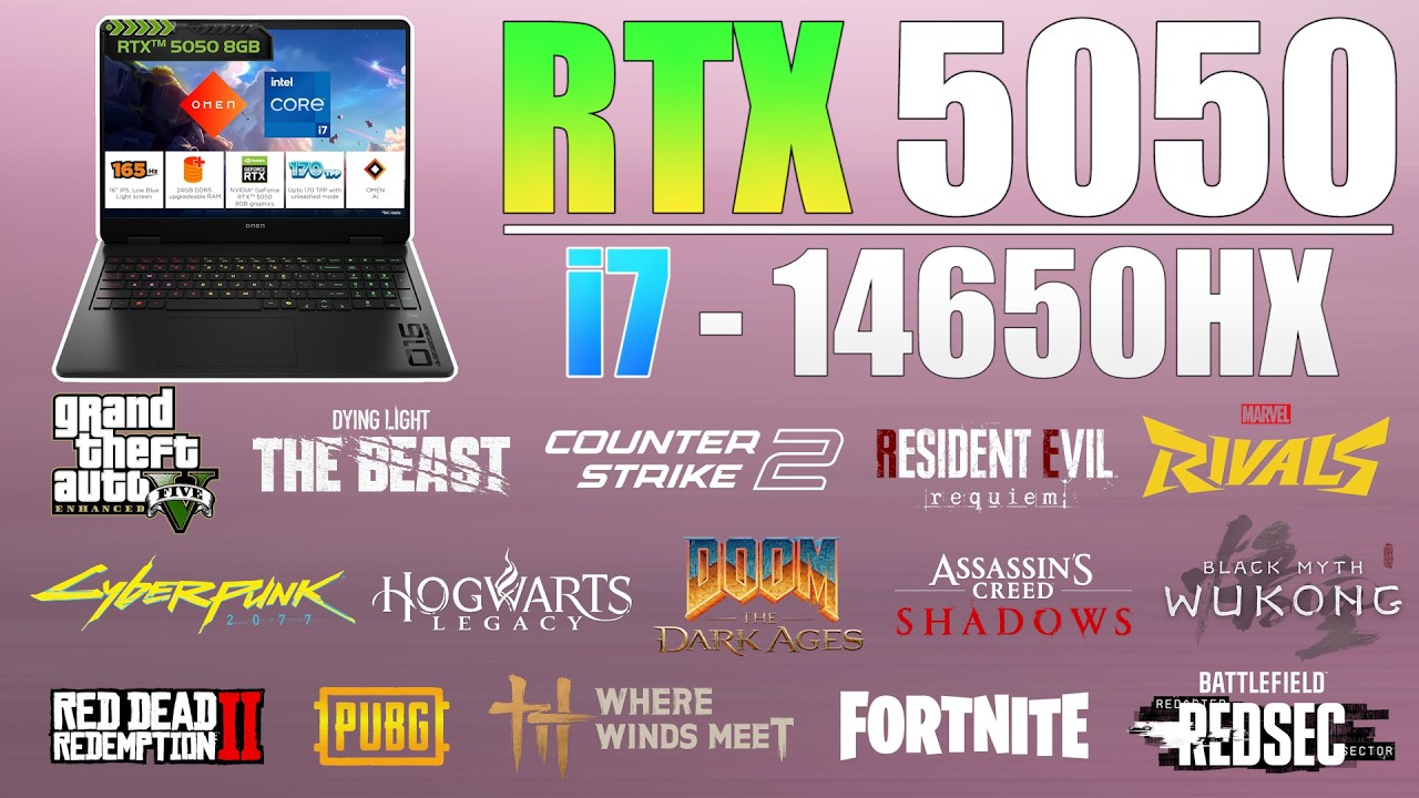 HP OMEN | RTX 5050 | i7 14th Gen 14650HX | New 15 Games Tested