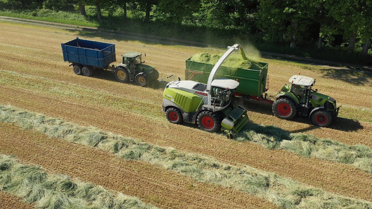 Roggenhäckseln 2025 – Johne Deere 6420 7530 Premium  - Claas Axion 850 - Claas Jaguar 950 Grünroggen