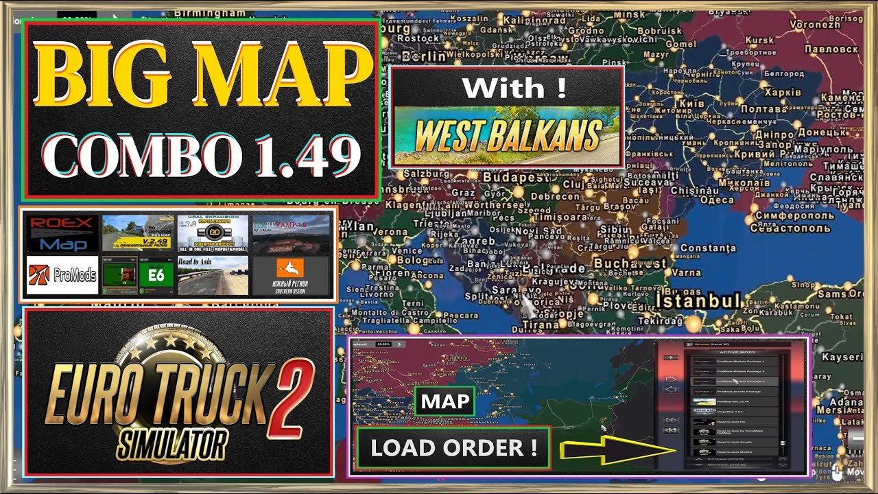 ETS 2 Big Map Combo 1.49 With West Balkans and ProMods 2.68