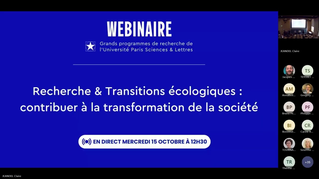 Webinaire #4 : Recherche & Transitions écologiques. Contribuer à la transformation de la société