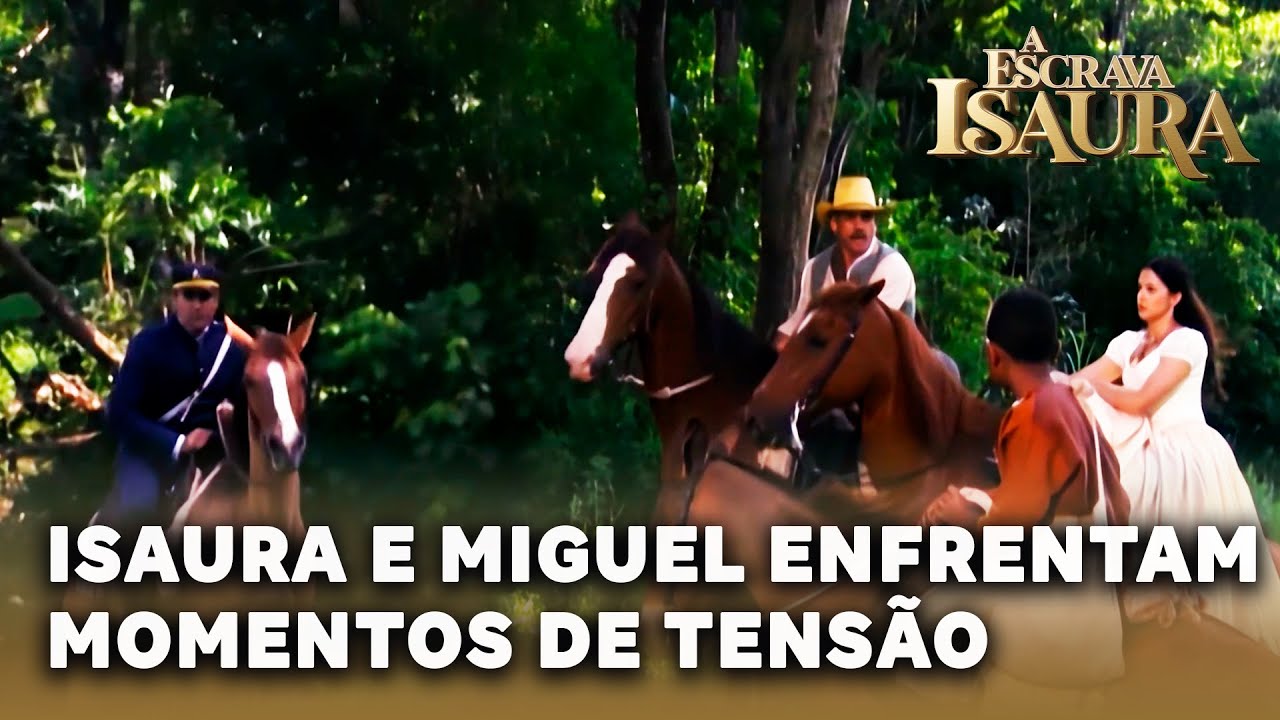 A ESCRAVA ISAURA: Isaura e Miguel passam por policiais e vivem momentos de tensão