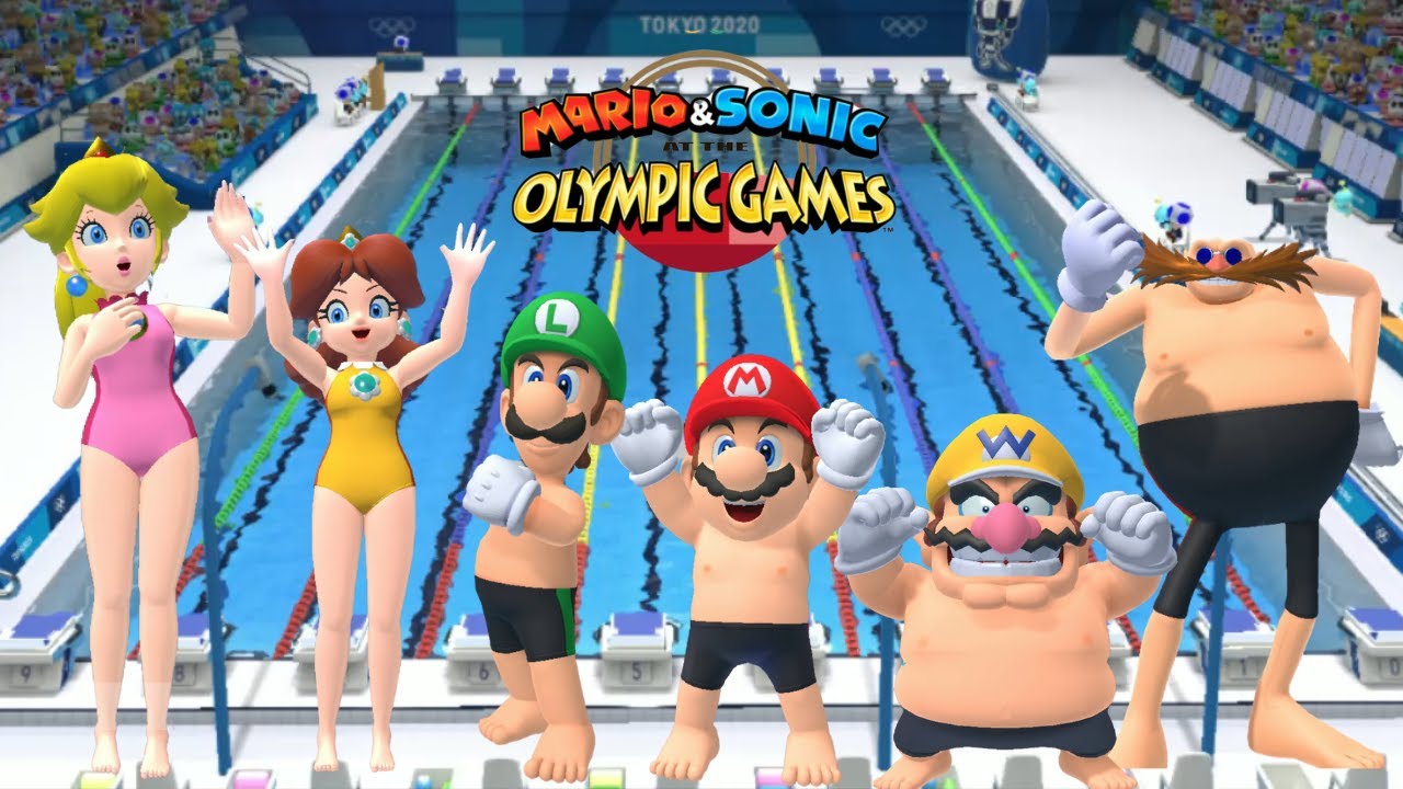 Swimming 100m Freestyle Mario & Sonic At The Olympic Games Tokyo 2020 Gameplay Very Hard Swimming