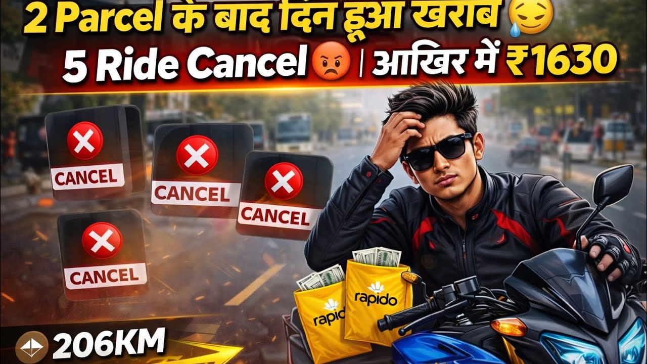 2 Parcel के बाद दिन हुआ खराब 😓 | 5 Ride Cancel 😡 | आखिर में ₹1630 Part 2 #rapido #rider 