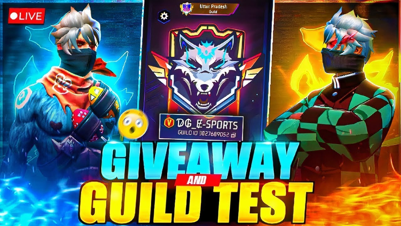 FREE FIRE LIVE GIVEAWAY CUSTOM ROOMS FF LIVE GIVEAWAY & GUILD TEST