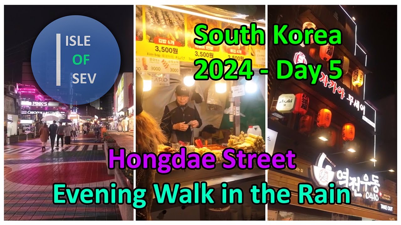 50. Hongdae Festival Street Evening Night Walk - Seoul South Korea - Travel Vlog SK2024 Day 5 /B