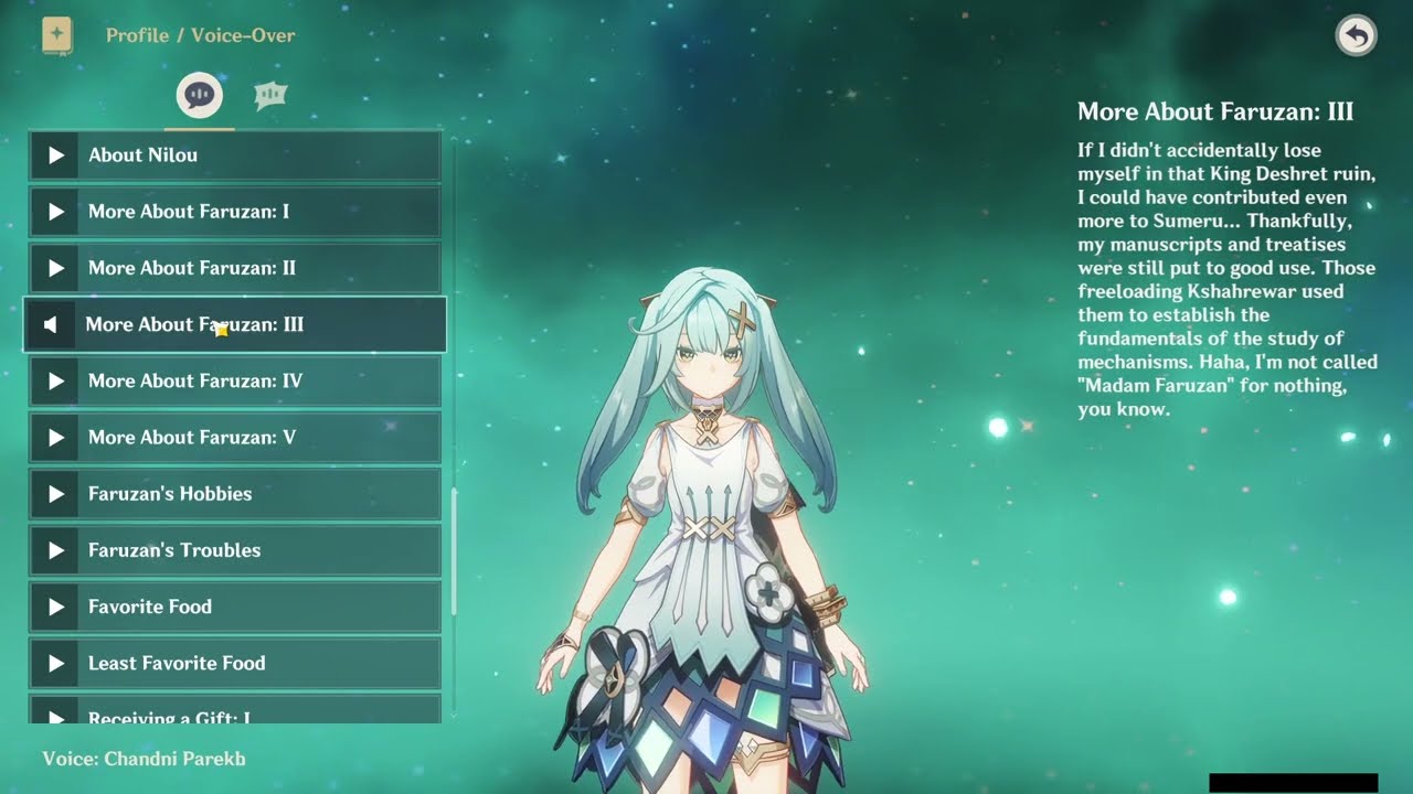 FARUZAN ALL VOICE LINES (ENGLISH)