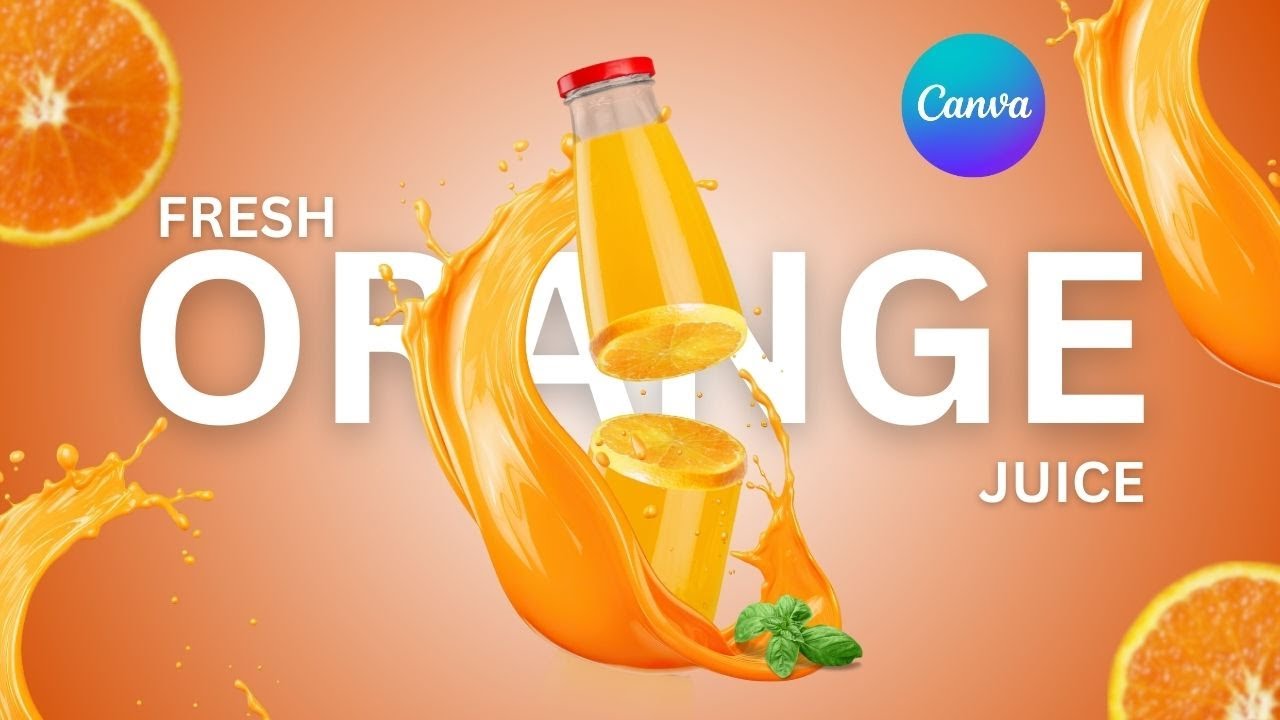 Product manipulation in canva | orange juice poster design | canva tutorial