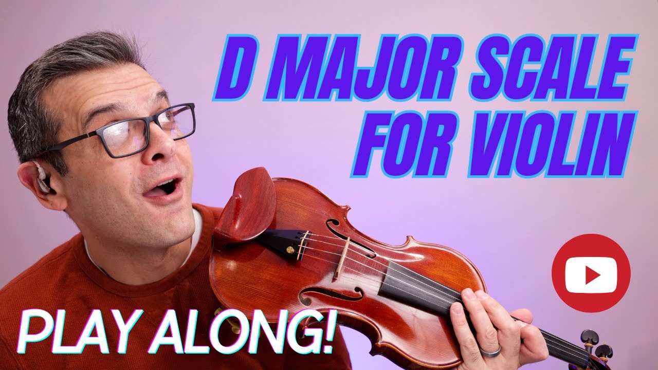 D Major Scale for Violin. Two Octaves. Play Along!