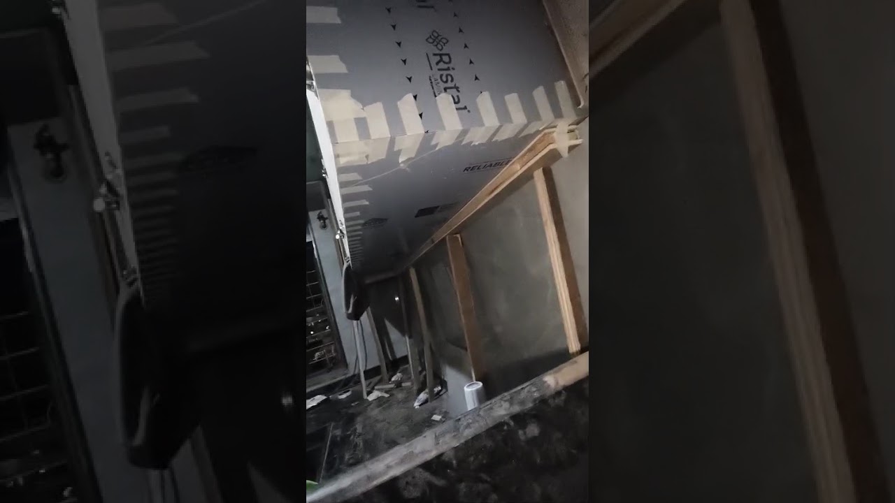 The carpentry work of the kitchen is in progress