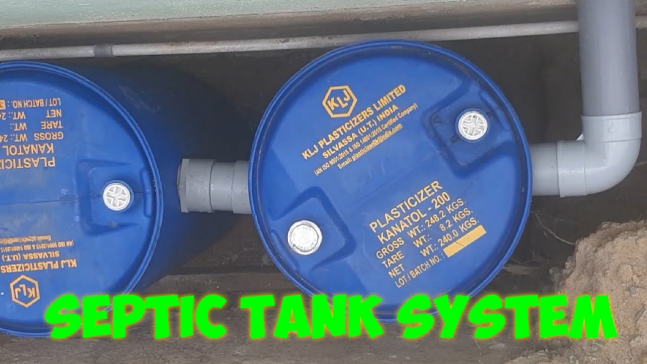 Septic tank system from empty oil drum