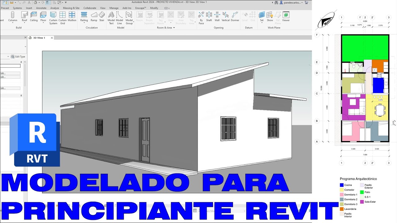 Modelado de vivienda con REVIT tutorial complero